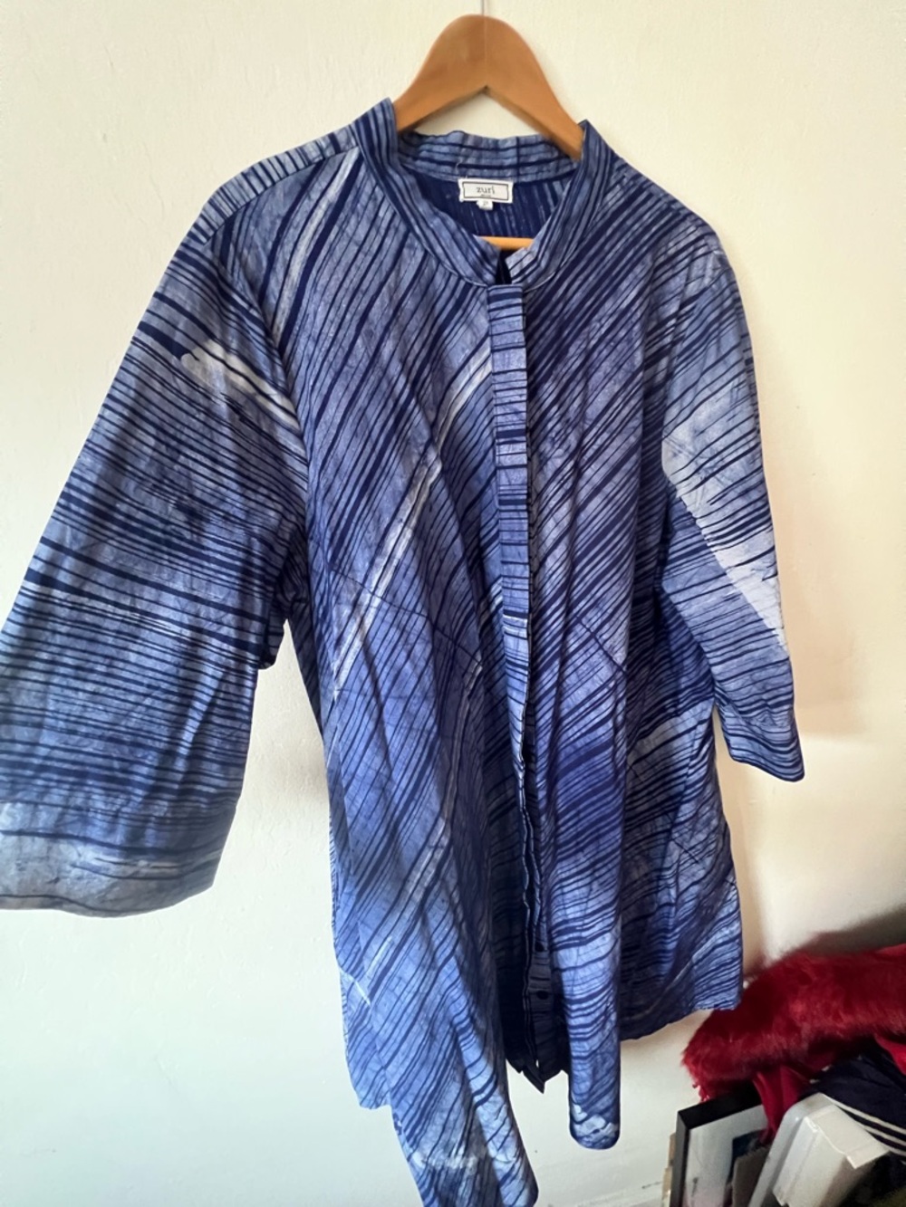 Zuri Blue Batik original Long Sleeve Women's Dress